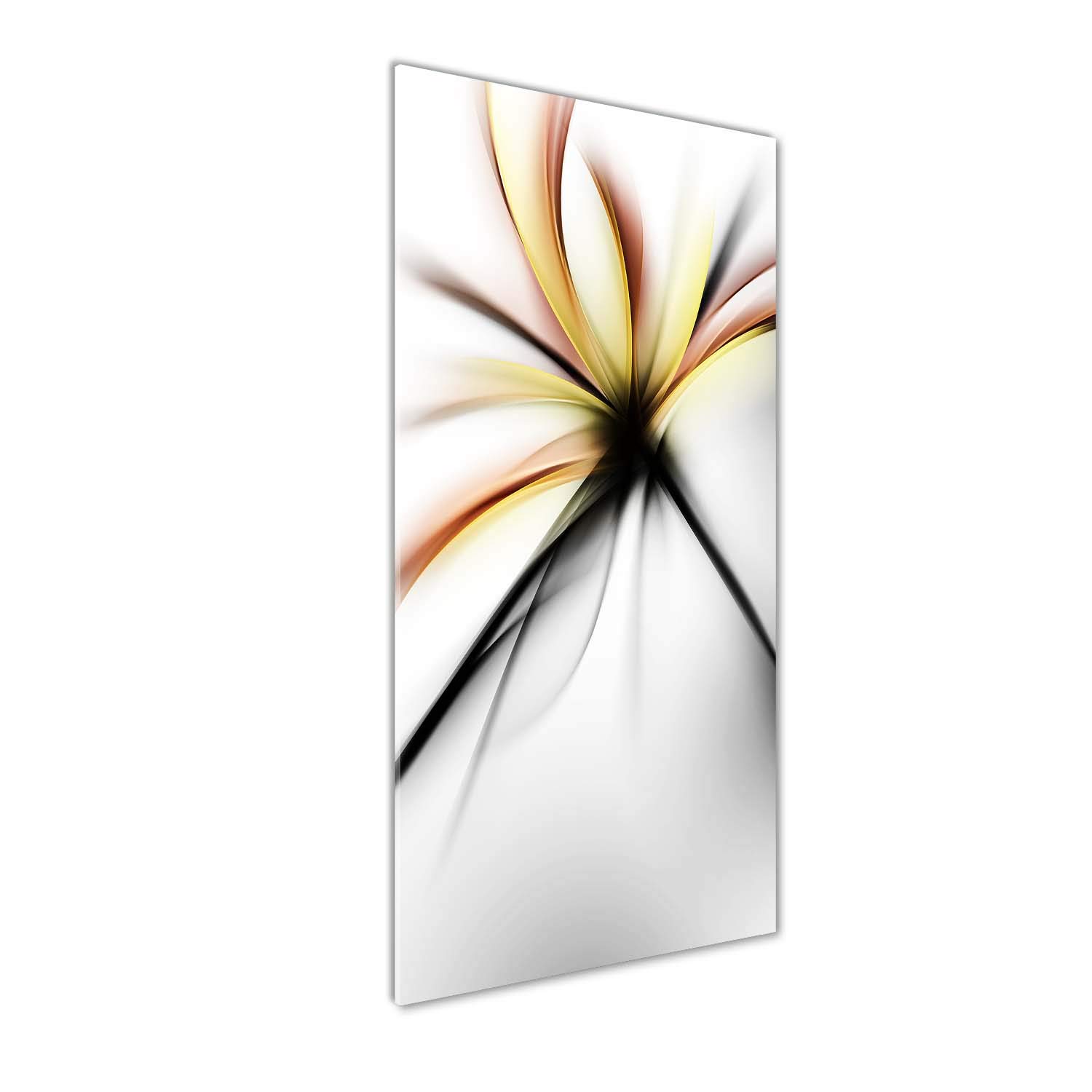 Tableau Fleur Abstraite Jaune en Verre 50x125 cm pour Salon Moderne