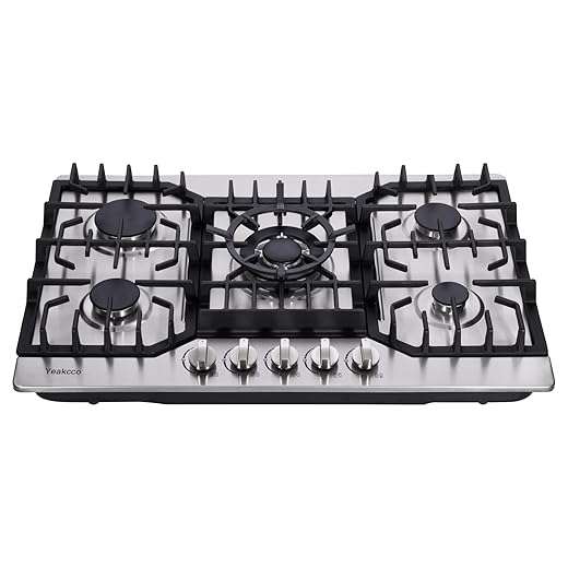 Gas Cooktop 30 Inch, Stainless Steel 5 Burners Built-in Gas Stovetop Propane/Natural Gas Convertible Stove Top Dual Fuel Gas Hob