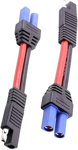 LIXINTIAN Conector adaptador de conexión rápida SAE a EC5 hembra (paquete de 2), adecuado para batería solar de automóvil -10AWG 5.9 in