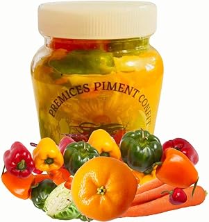 PREMICES PIMENT CONFIT -Chili Confit - Chili pepper - Pure Hot sauce - Confit Chili - Natural Hot Sauce, Great for Dipping, Tacos, Eggs, Haitian Griot, Oysters and More, jar 16 fl oz (Pack of 1)