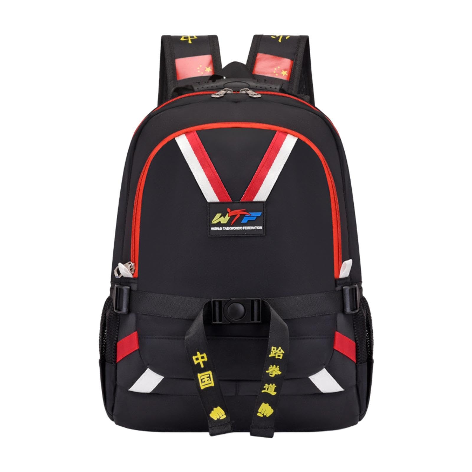atorse ™ Taekwondo Sparring Backpack for Kids Sports Gym Bag for Muay Thai Boxing Mma Black Red-picture-21