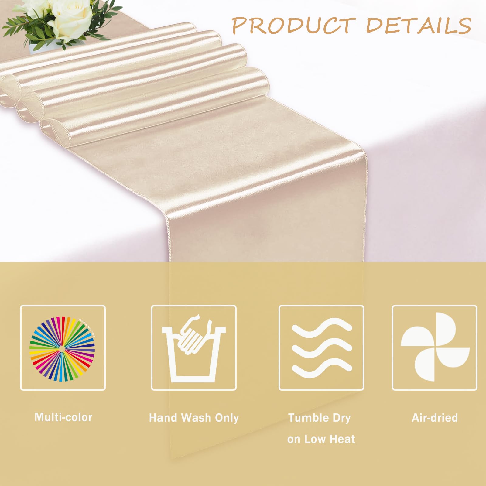 Paquete de 50 Bandas de Satén para Decoración de Fiestas, Lazo en la Espalda, Pajarita de Satén Suave para Sillas de Bodas, para Marcos Arco Decoración Boda Banquete Fiesta (Beige)