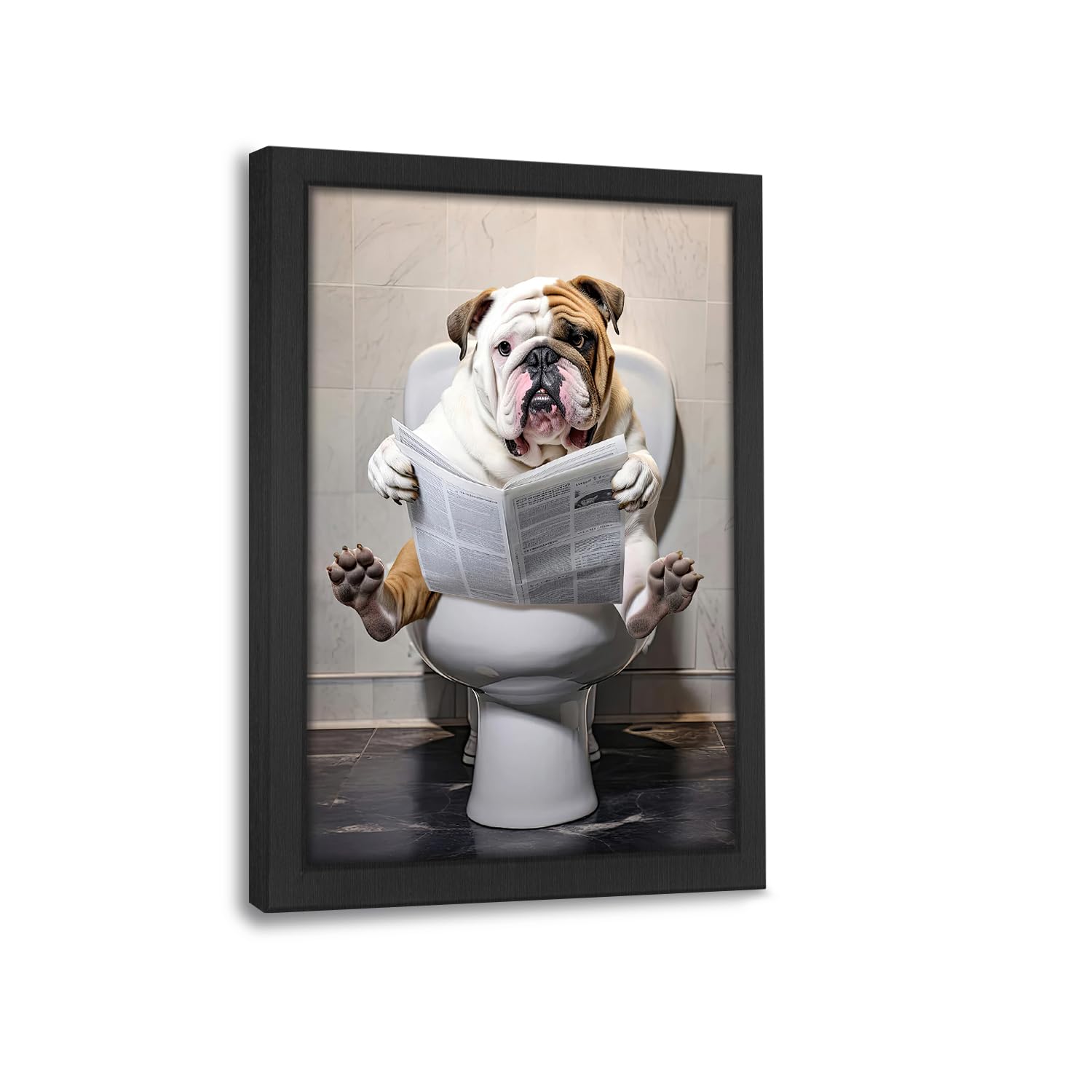 Bulldog Bathroom Wall Decor Funny Bulldog Pictures Canvas Wall Art Print Bulldog Toilet Signs Painting Artwork Dog Bathroom Decoration Bulldog Gifts