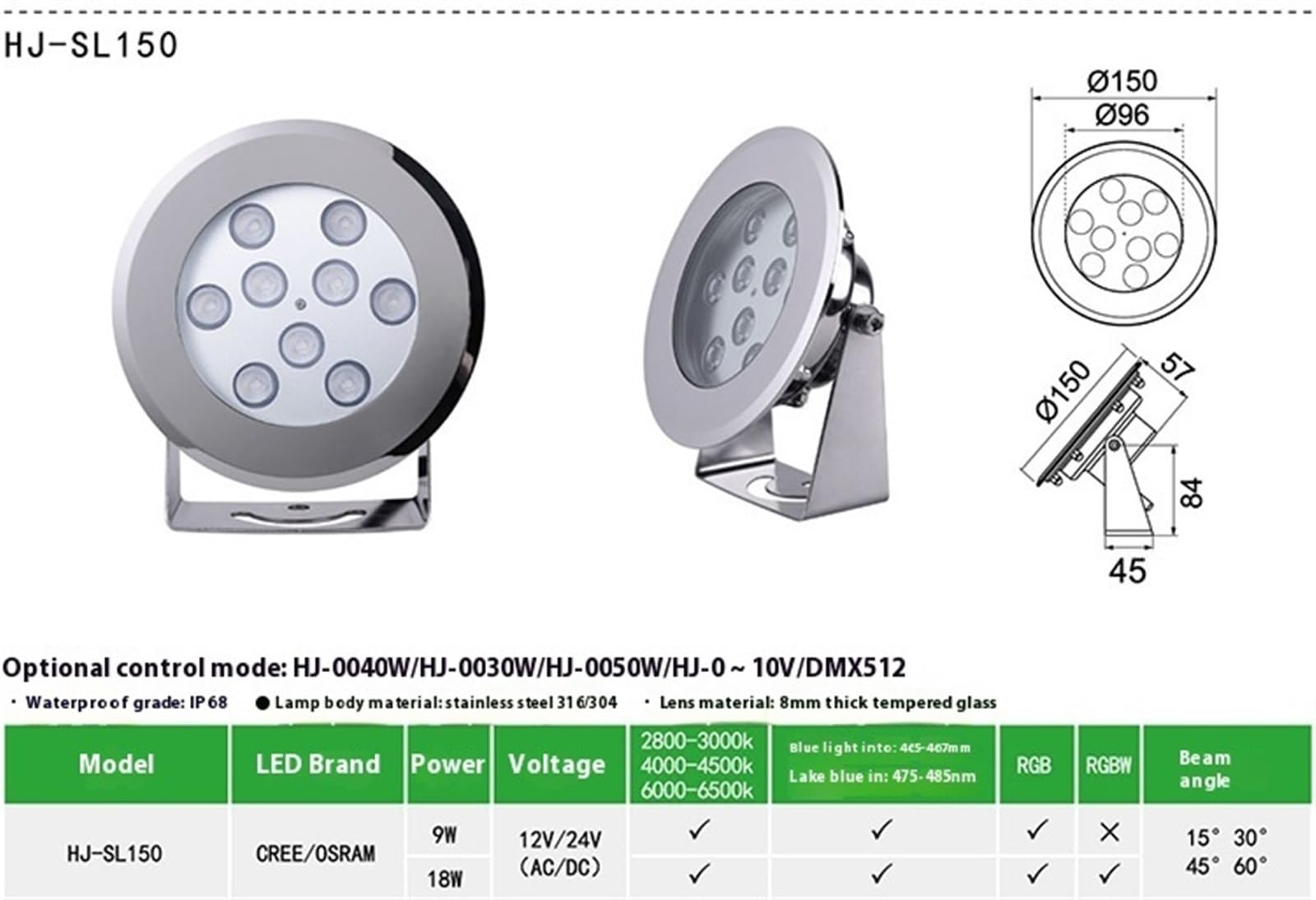 EDEDE Luci Piscina, 12V/24V Tutto in Acciaio Inossidabile LED Piscina Paesaggio Luce faretto subacqueo colorato RGB Fontana for Piscina Luce Subacquea(Rot,10W)