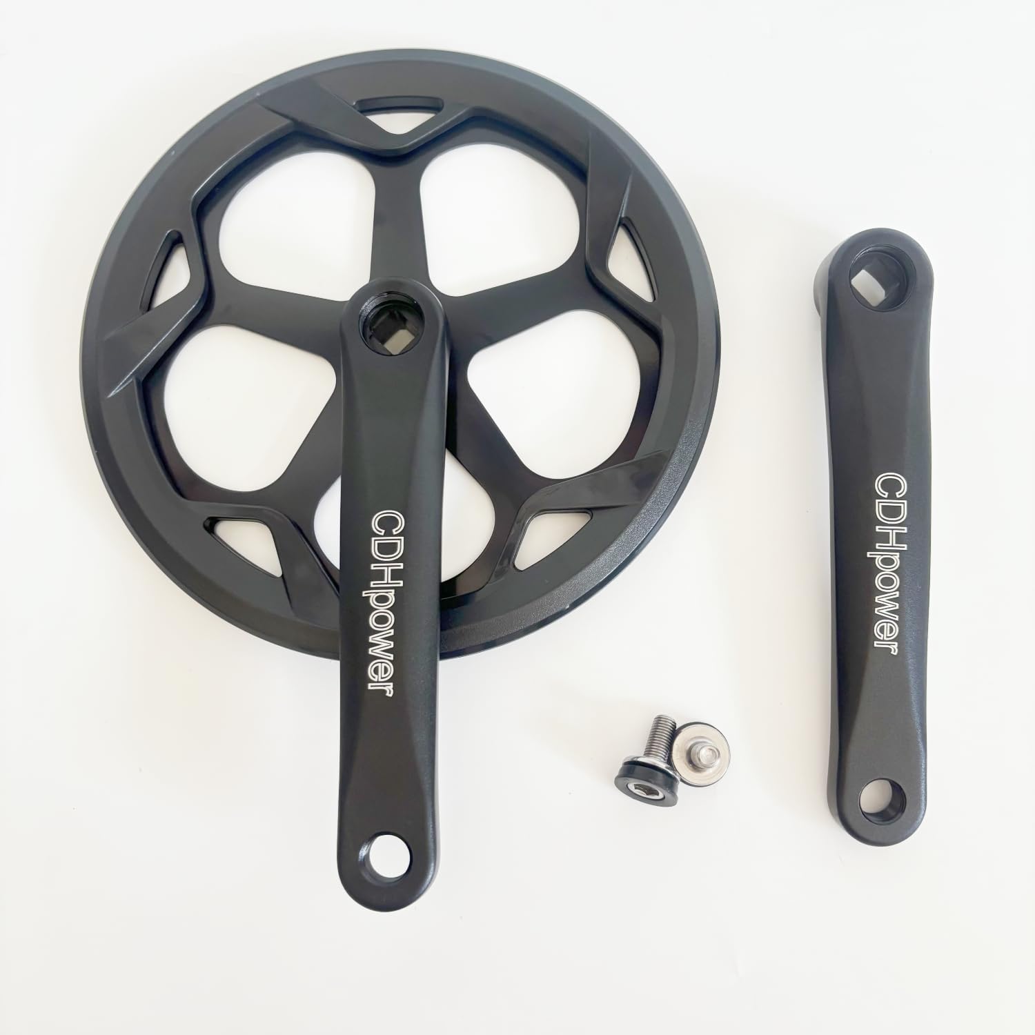 Single Speed Bike Bottom Crankset 170mm Square Hole, Single Chainring Guard Bicycle Crank Arm Set