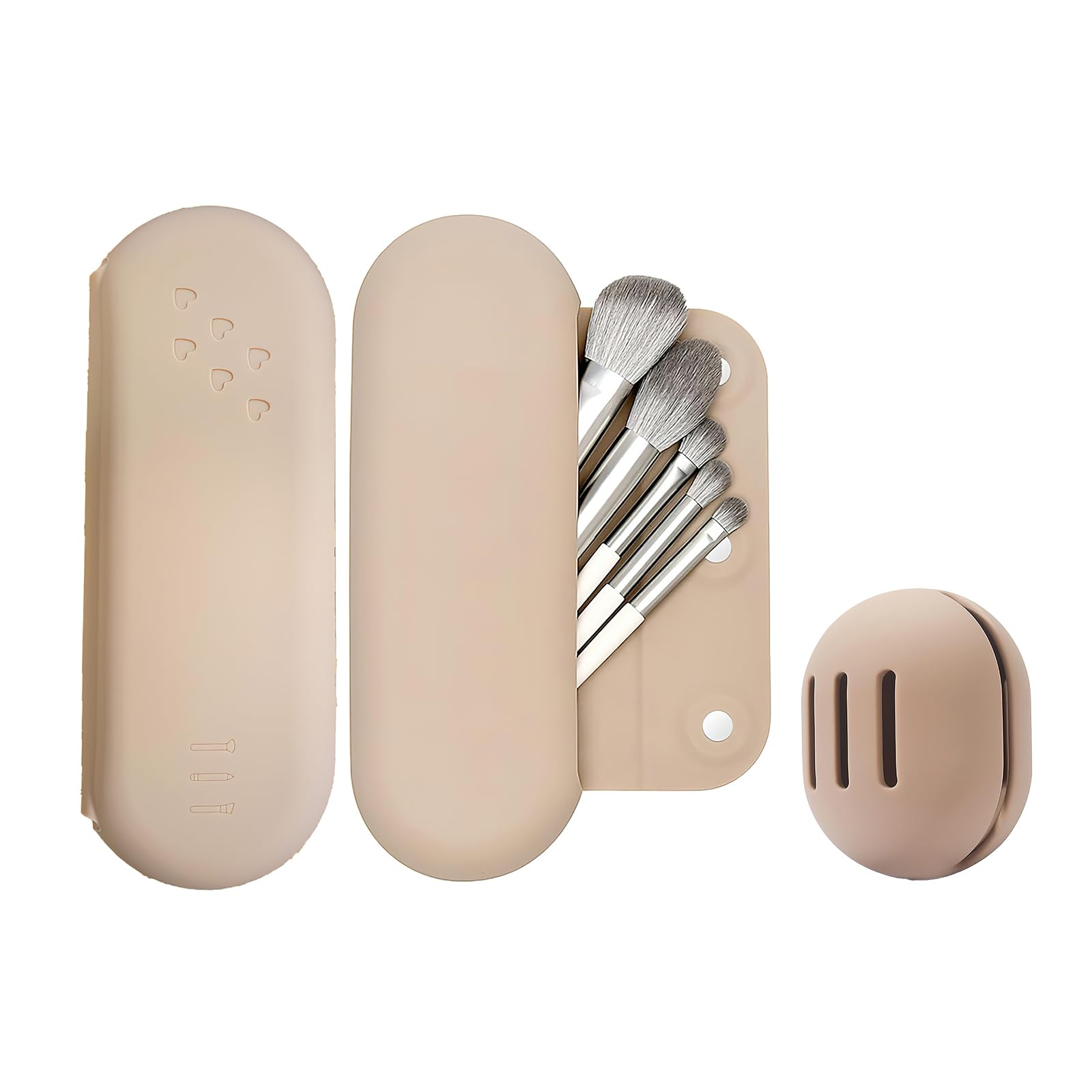 Donyany Makeup Brush Holder Travel Silicone Make Up Brushes Bag Pack Container Case Pack Include Makeup Sponge Holder, Cosmetic Lipstick Nail Brush Organizer Suitable for Vanity Drawer Counter
