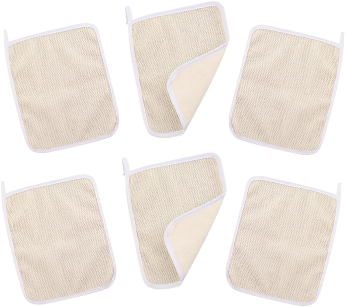 6pcs Exfoliating Nylon Wash Cloth Bath Towel Quick Dry Beige Geometric Texture Cloth with Simple Design for Home and Daily Use