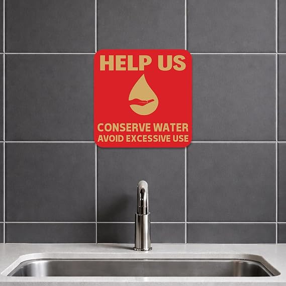 All Quality Help US Conserve Water Wall Door Sign - Black (Small)