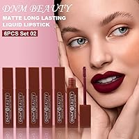 Vista 2 de evpct Juego de 6 lápices labiales líquidos de larga duración, color rojo oscuro, negro, mate, 24 labiales, mate, mate, 24 horas, original, DNM