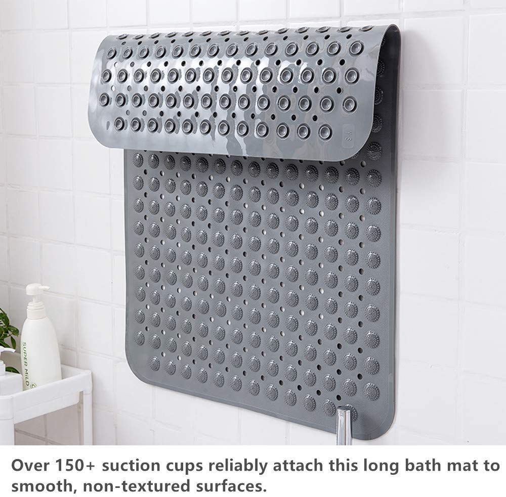 store Naidev Bathroom Shower Mat, 32" x 16" Non Slip Bathtub Mat with Round Massage Point & Suction Cups & Drain Holes for Home Hotel Toilet Floor Tub Mat (Pack 1 Grey) 3