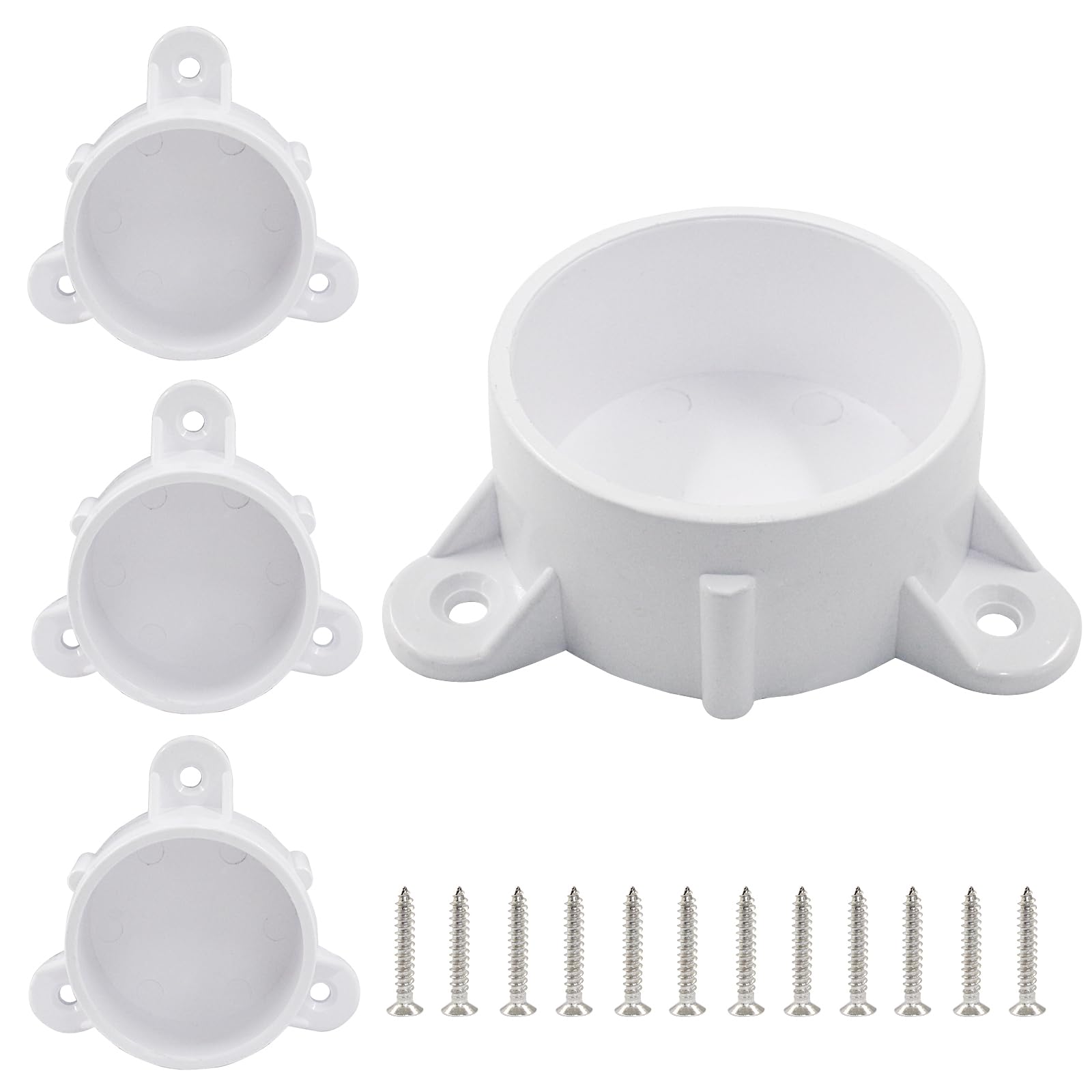 Murtenze 2 inch PVC Flange Table Leg Cap Fittings Furniture White Screw Tab Caps with Mounting Screws for Building Furniture Support Feet Making