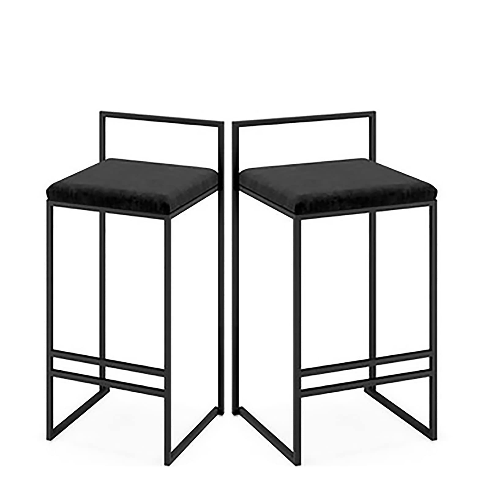 Tabourets hauts de cuisine noirs 65 cm avec dossier lot de 2