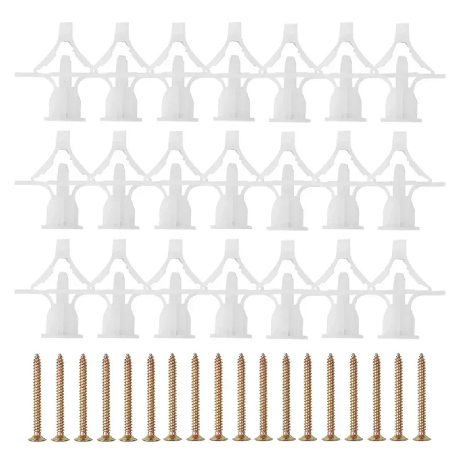 Tacos de pared de palanca de plástico, anclajes de expansión para paneles de yeso huecos, Kit de fijación de pernos de anclaje, herramientas de fijación de Hardware(White,5cm (100sets))