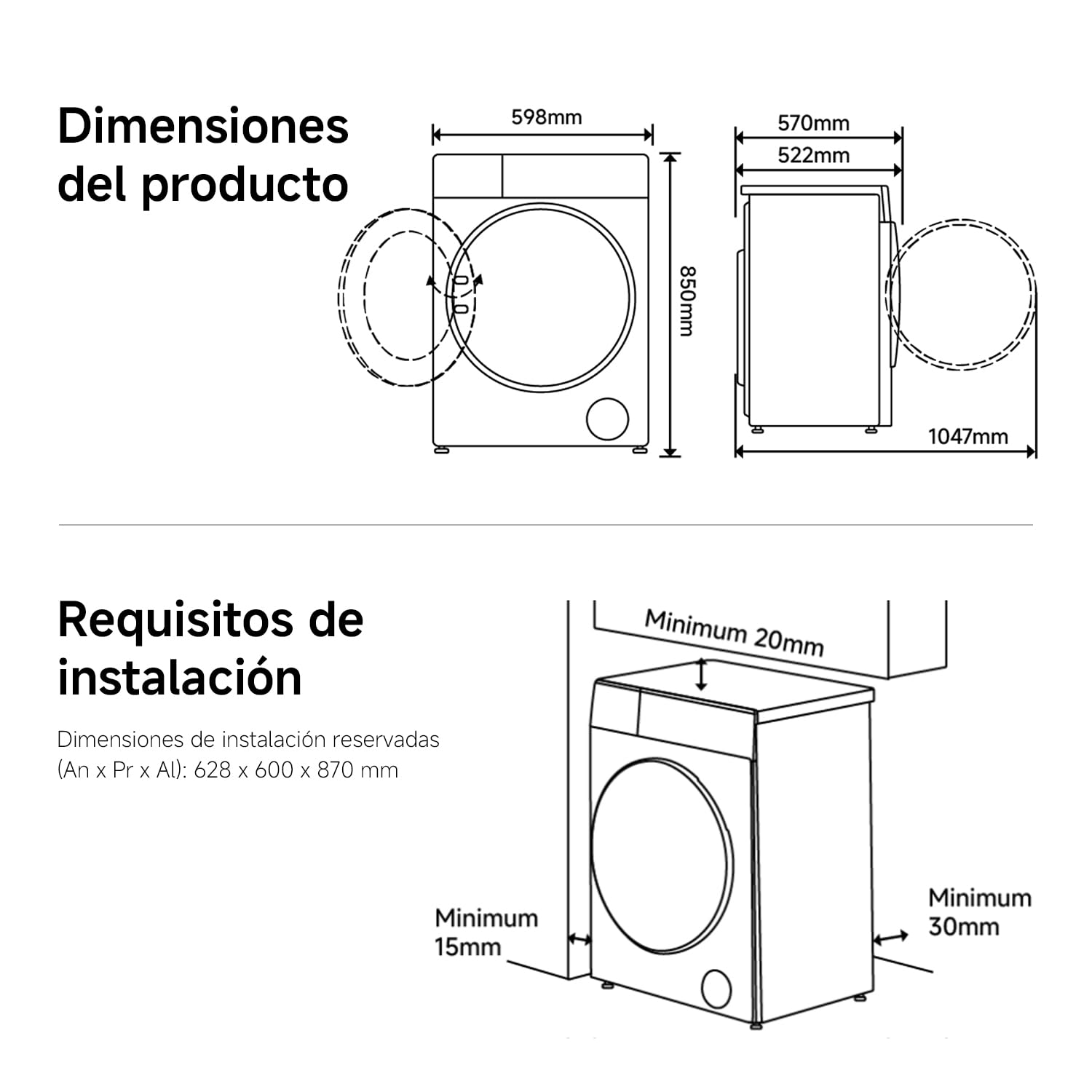 Xiaomi Mijia Front Load Washer Dryer Pro 9 kg Lavado / 6 kg Secado, A-25% | Doble autodosificación, Lavado ultrarrápido, Refresco e higiene con vapor, Control inteligente, Eficiencia de lavado A-25 %