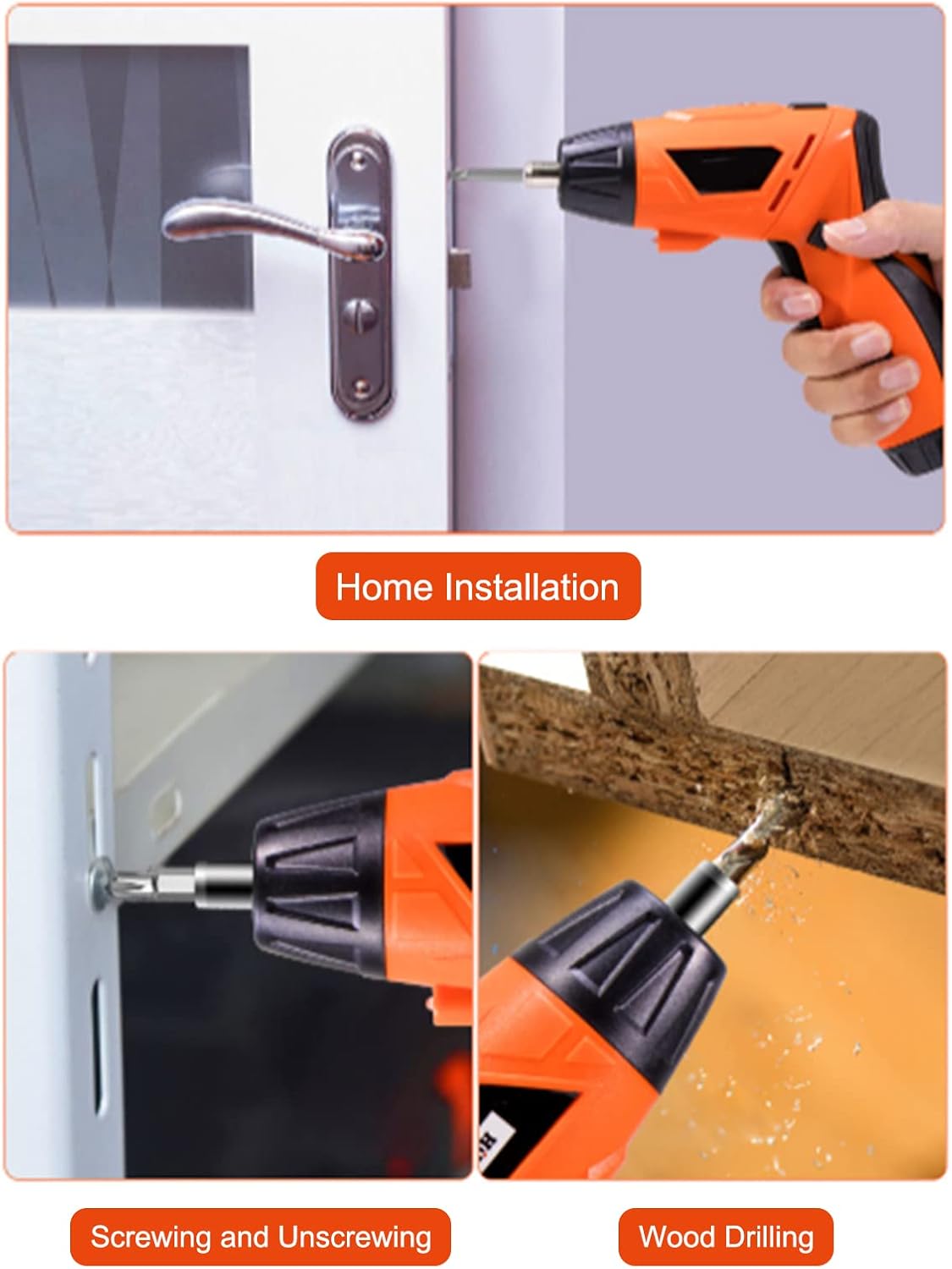 Power Screwdriver, ABS Foldable Battery Rechargeable Screwdriver, Repair Electric Screwdriver Kit with Bits for Wood Drilling punching