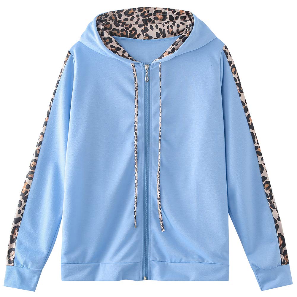 amropi Traingsanzug Damen Jogginganzug Leopard Kapuzenpullover Lange Ärmel Top + Hose Sportanzug 2 Stück