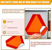 Vista 3 de Sticky Slow Moving Vehicle Triangle Sign,Golf Cart Orange Triangle Signs,14"x16"Diamond Grade Reflective for Golf Cart Self-adhesive Sticker
