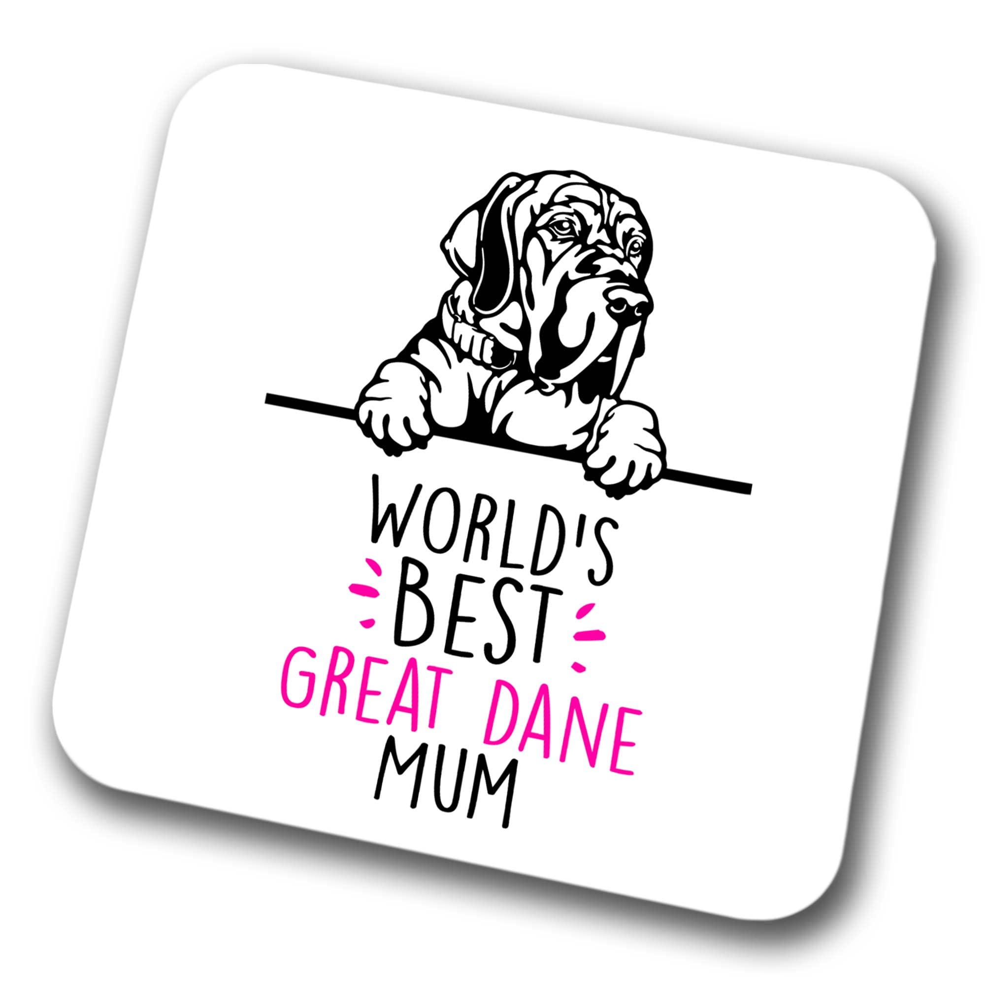 Great Dane World's Best Mum Coaster Dog Mum Great Dane Mum Friend Funny Gift for Birthday Christmas, Great Dane Coaster