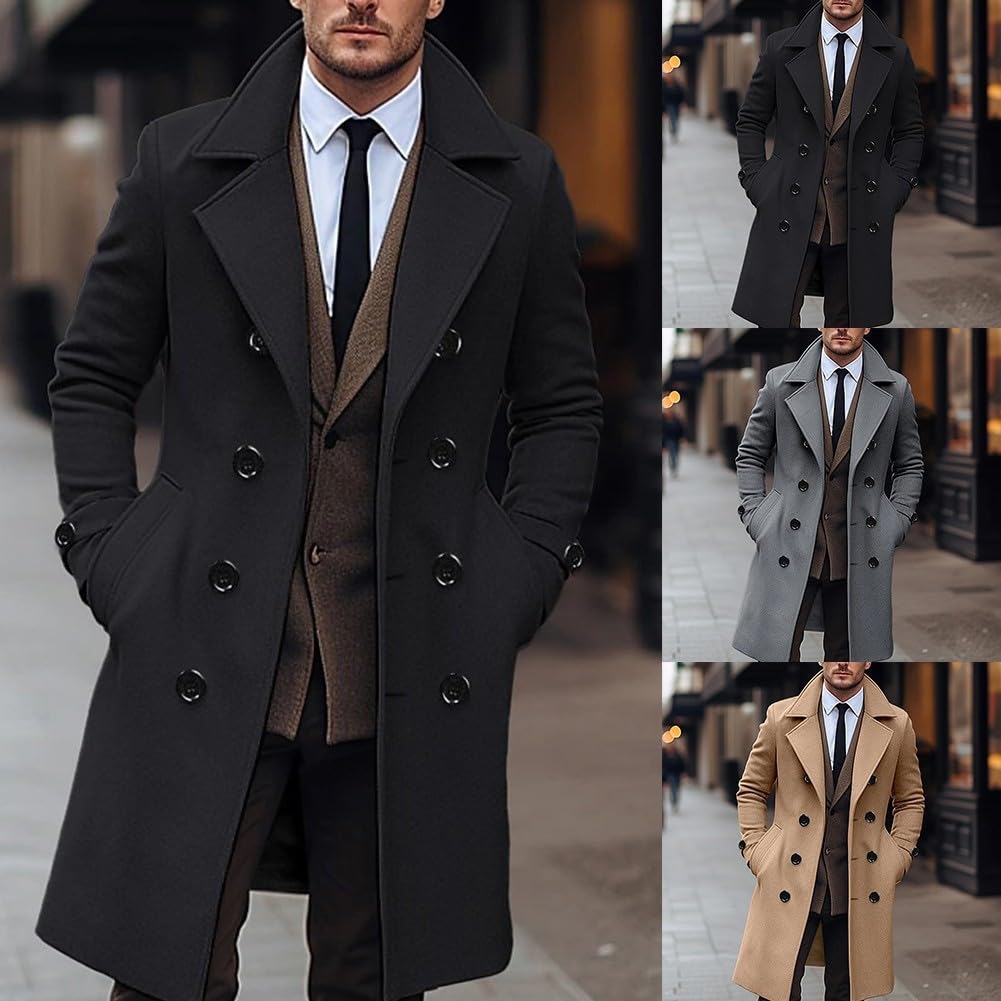 Dressy - Trench da uomo con caratteristiche classiche, perfetta per l'autunno e l'inverno (L kaki)