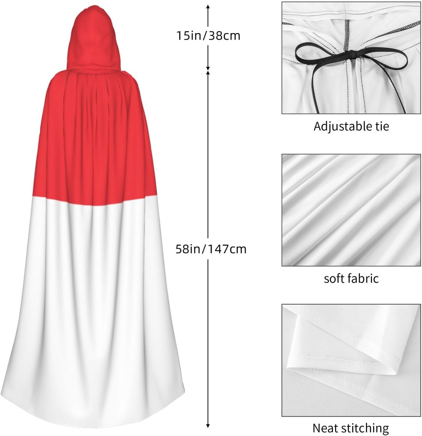 Indonesian flag Unique Darkness Poncho Shawl - Customizable Wearable Blanket for Women, Perfect Halloween Costume Accessory, Knight, Akatsuki, and More