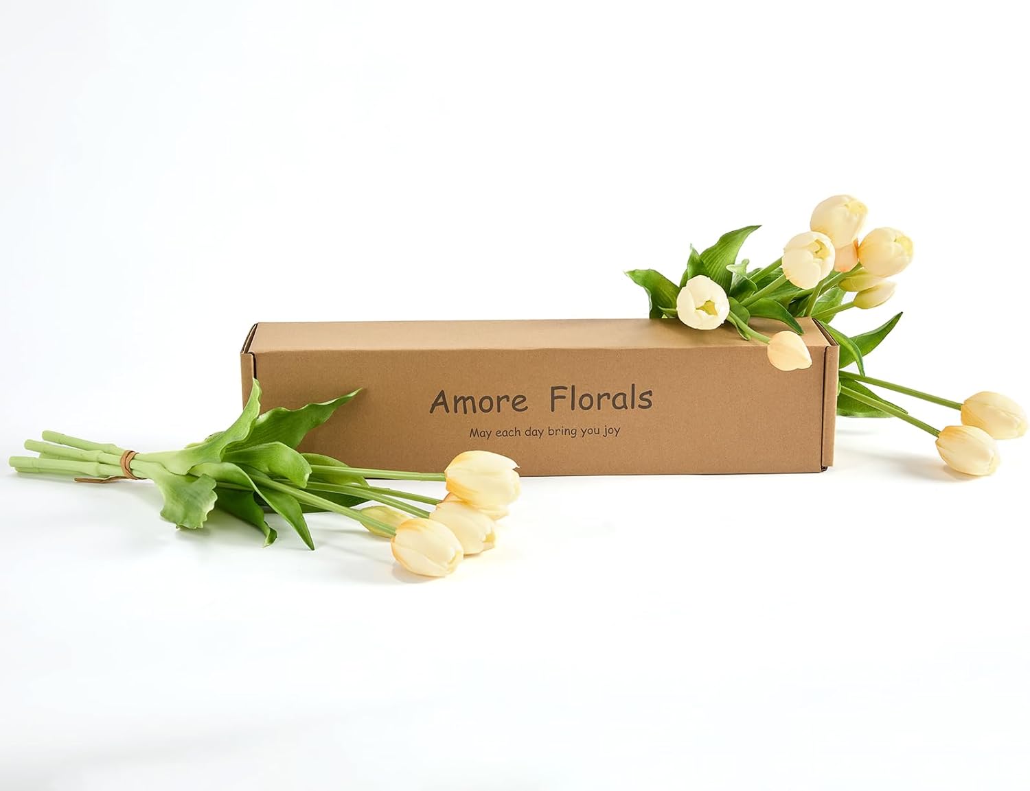 15 pcs Cream Tulips Artificial Flowers Faux Tulips Real Touch Latex Fake Flower Bouquet for Spring Wedding Home Décor Centerpiece Arrangements - Image 7