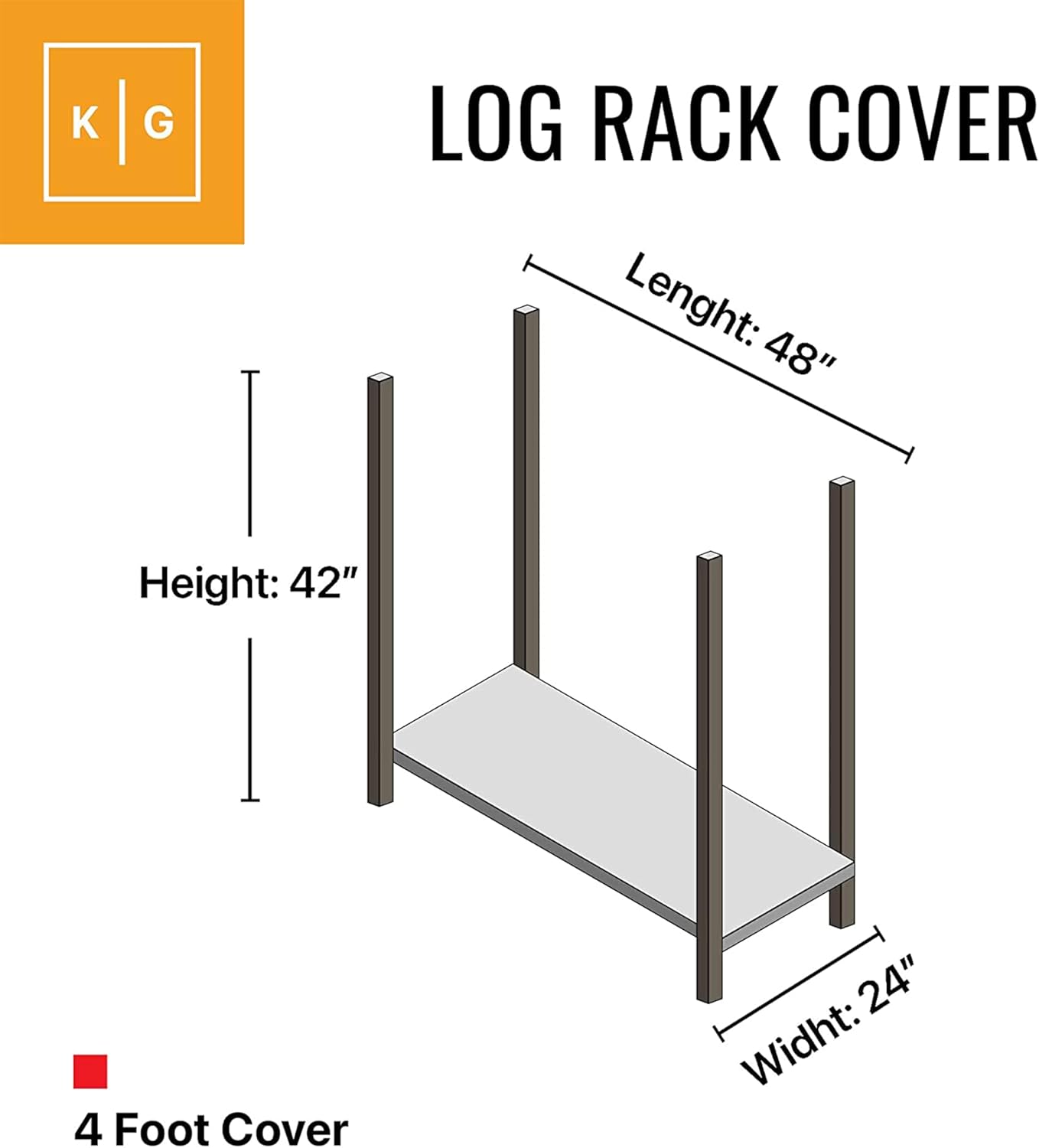 KHOMO GEAR - Heavy Duty Log Rack Cover - 4 Feet - Brown