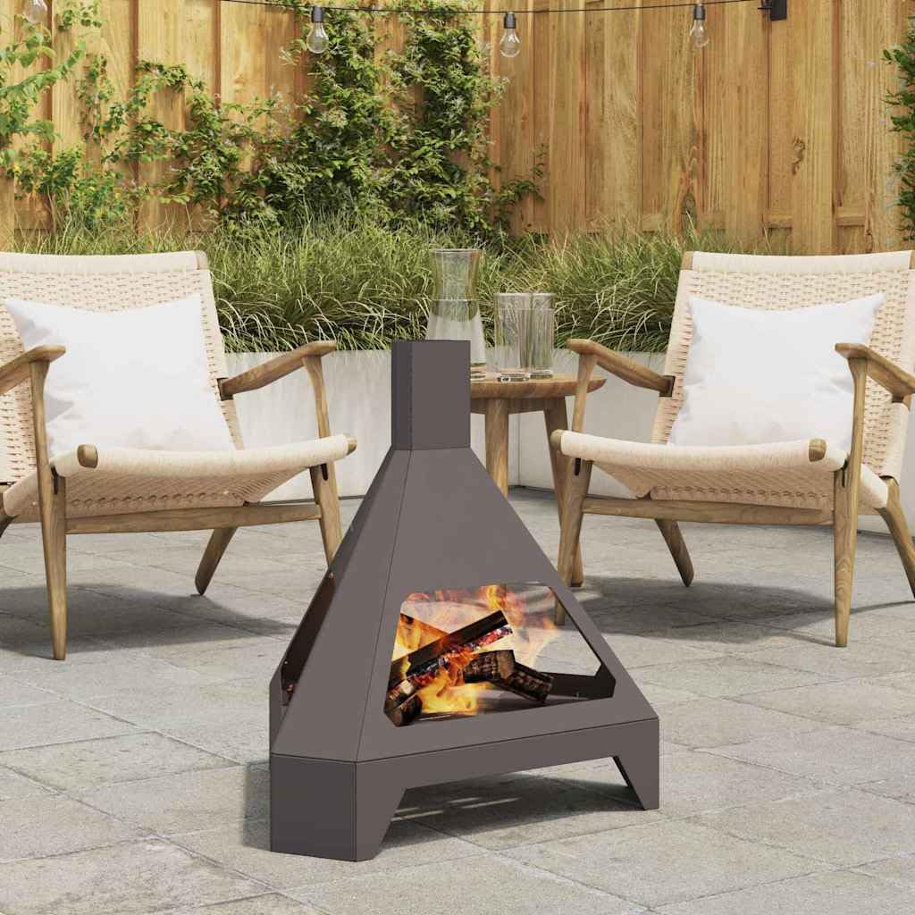 vidaXL Braciere Nero 50 x 43 x 52 cm Acciaio Corten