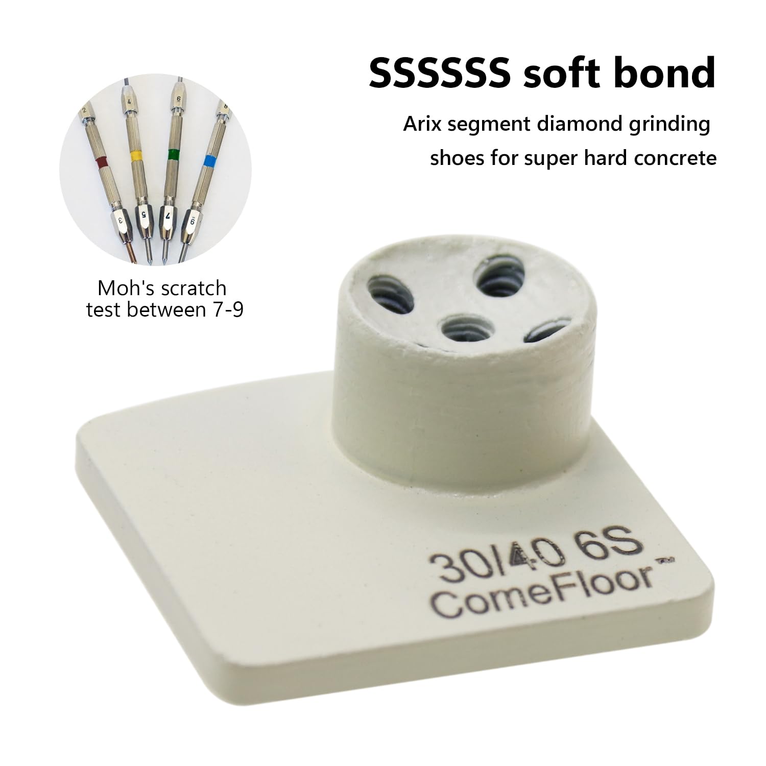 Concrete Grinding Disc, ARIX Segment 30/40 Grit SSSSSS Soft Metal Bond Diamonds for Super Hard Floor Preparation, Compatible with Husqvarna Grinder, 9PCS