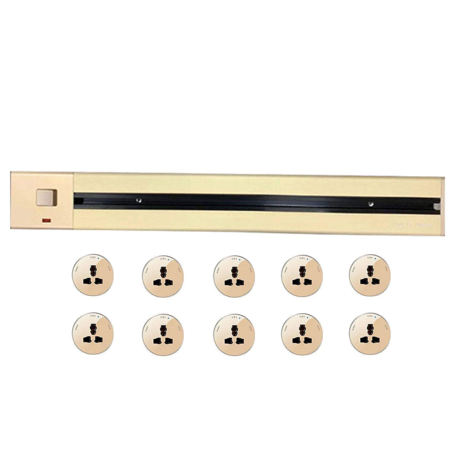 Power Strips Track Power Socket, Aluminum Alloy Kitchen, Wall Extension Slide Rail, Suitable for Mobile(Gold,100CM)