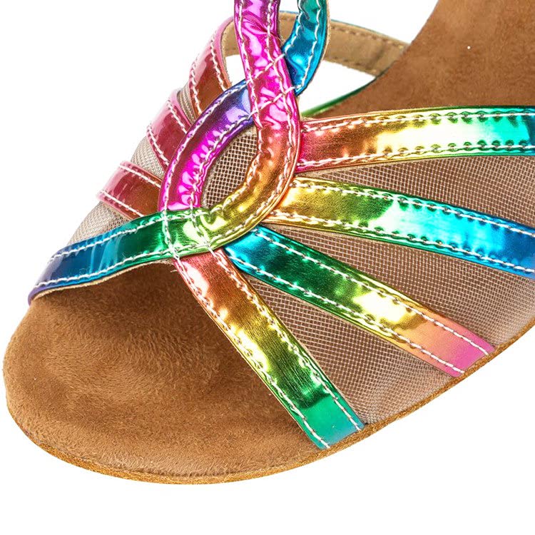 denova's Women's Patent High Heel Ankle Strap Indoor and Outdoor Dance Sandal for Latin Slasa Ballroom2