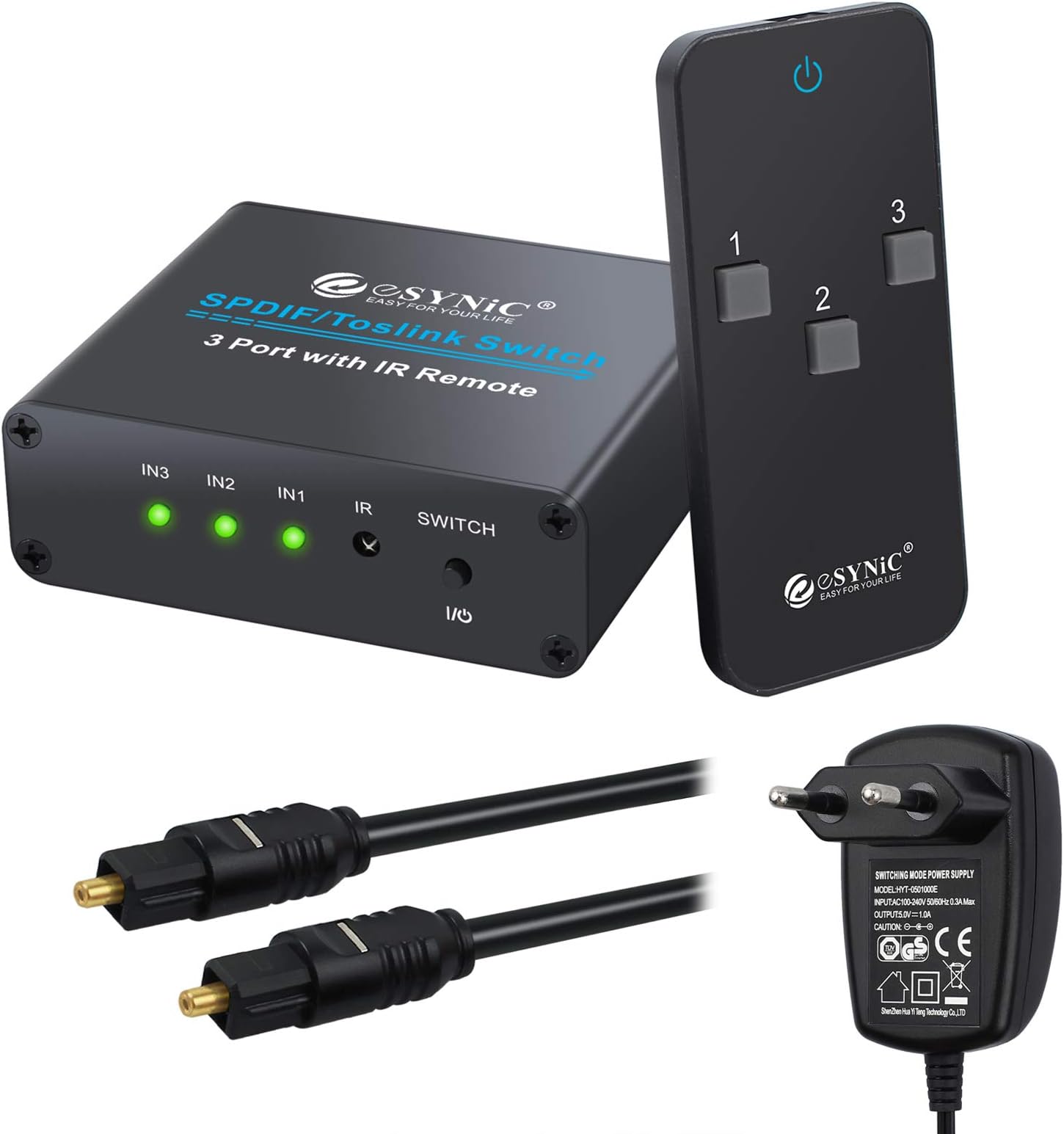 3X1 Toslink SPDIF Schalter mit IR Fernbedienung Switcher Optischer ...