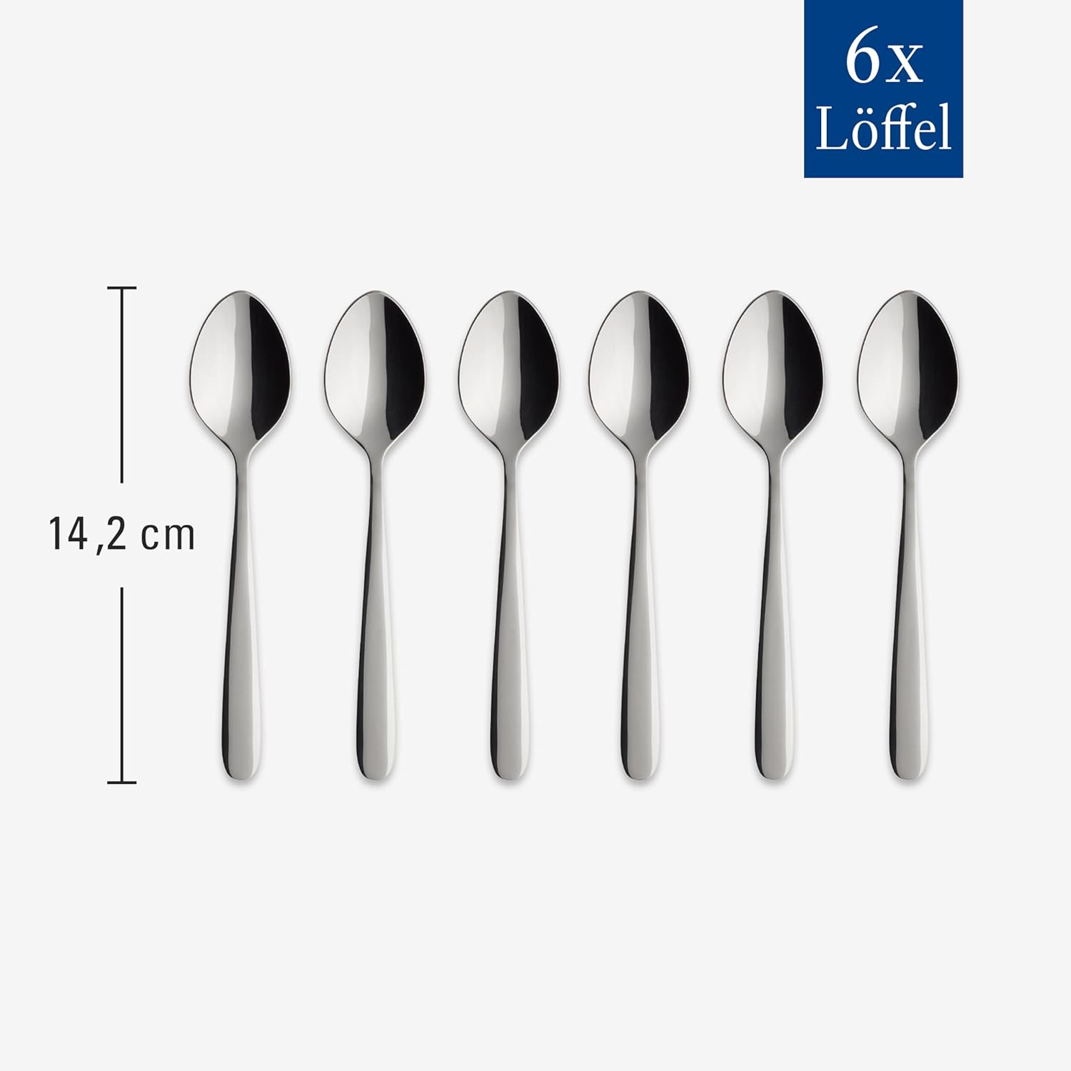 Villeroy & Boch Cutlery Daily Line After Dinner Tea Spoon, Set of 6, 18/10 Stainless Steel, 5.75 in