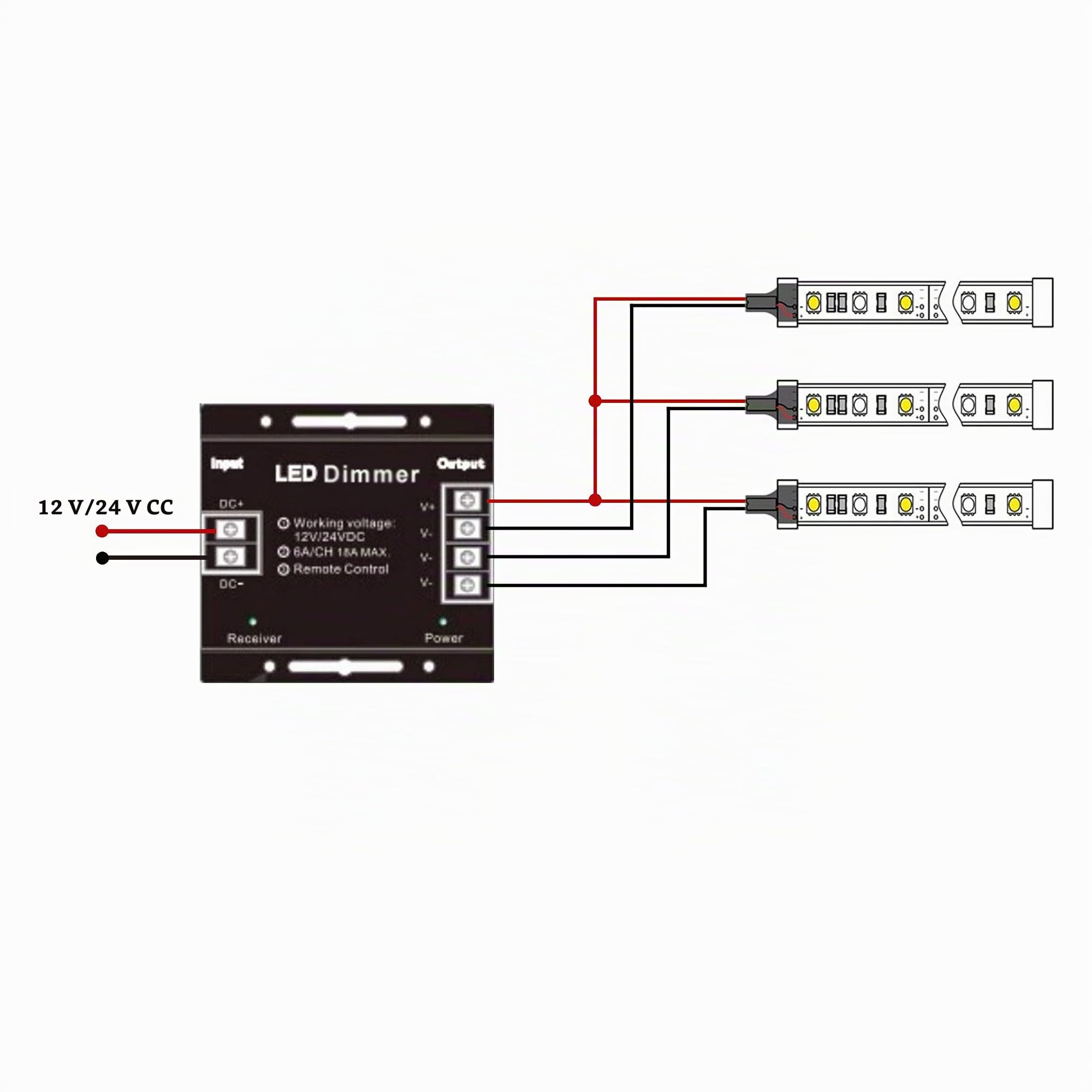 Regulador de Intensidad LED Táctil, 12 V CC, Con Mando a Distancia Para Lámparas LED Regulables, Voltaje CC (18