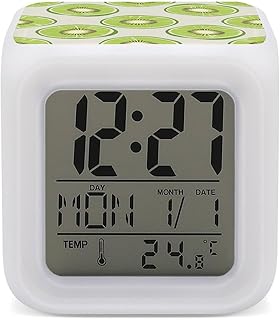 NVBSKKDH Some Kiwi Slices Digital Alarm Clock with 7 Color Night Light, Temperature Display - Portable LED Clock for Bedroom, Sleep Aid, Travel, Gift