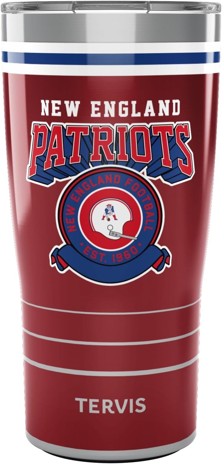 Tervis Traveler NFL New England Patriots - Vintage Triple Insulated Tumbler Travel Cup Keeps Drinks Cold & Hot, 20oz, Stainless Steel