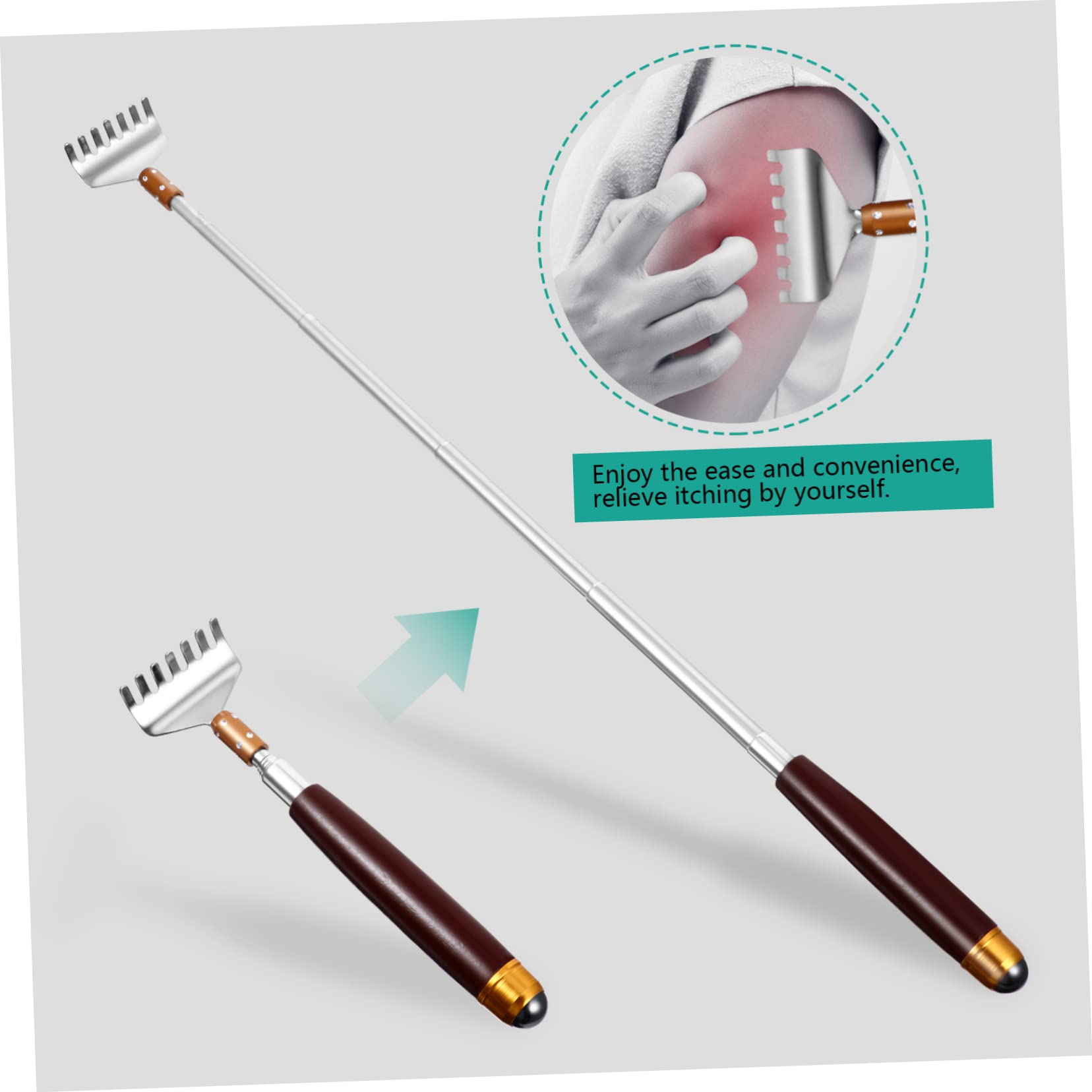 Healeved 3 Piezas rascador de espalda rascador de picor de espalda dedos peleón masajistas masajeador rascador herramienta para rascarse la espalda Acero inoxidable Café