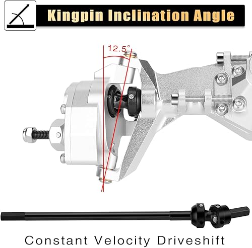 Miniatura 7 de GLOBACT Juego de eje de portal F9 de aluminio diferencial delantero compensado todo el eje de metal resistente para 110 RC Crawler Axial Capra Gmade