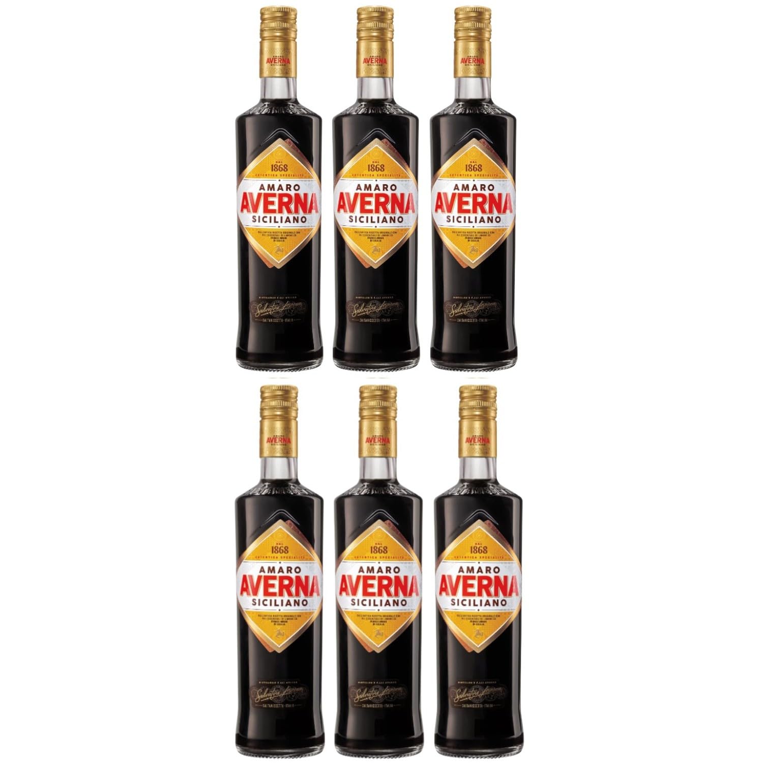 Illva Saronno Amaro Averna Kräuterlikör Sizilien Italien inkl. FeinWert E-Book (6 x 0,75l)