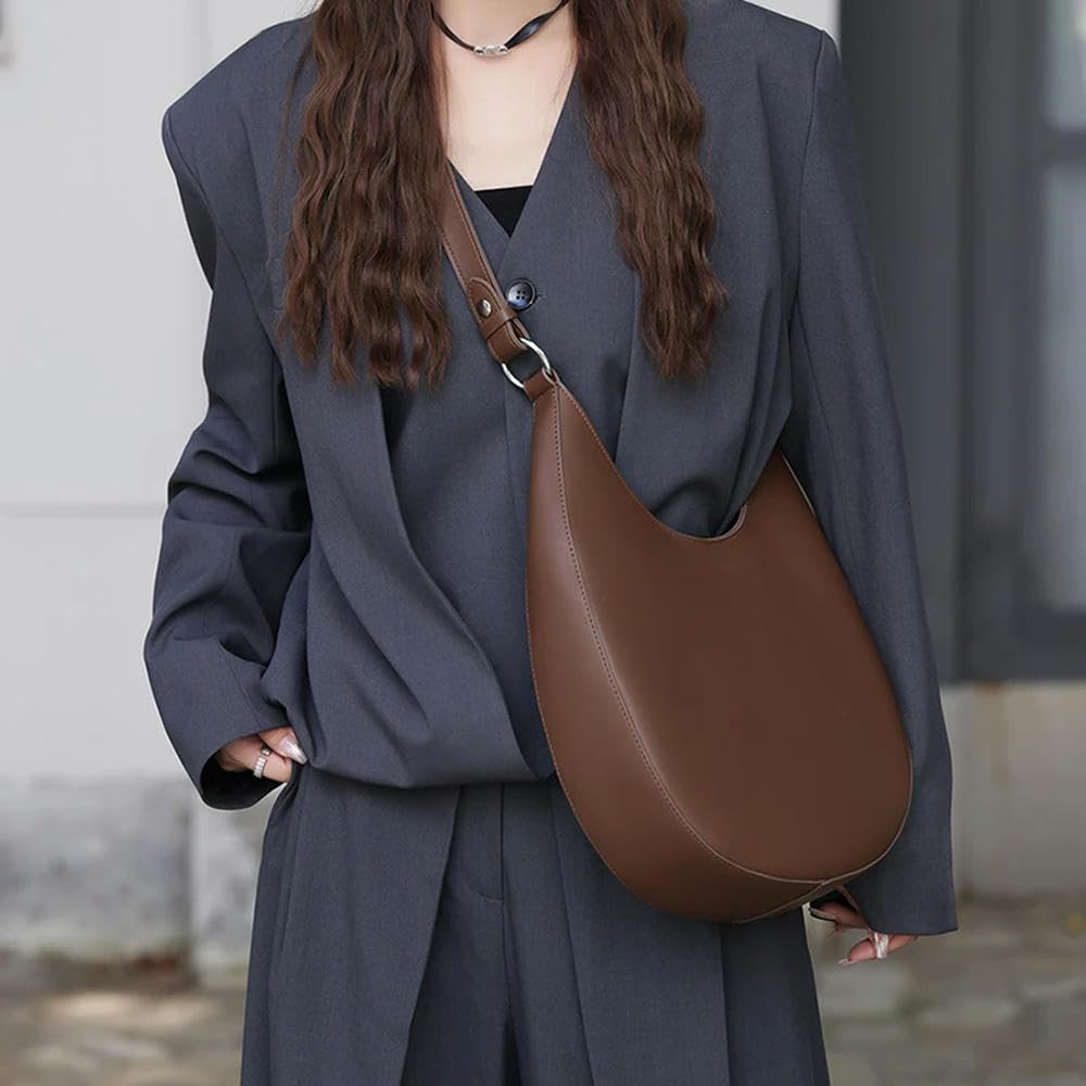 Bolsos de Hombro Tipo Media Luna de Cuero Genuino para Mujer, Bolsos Cruzados de diseñador de Tendencia, Bolsos de Mano para Mujer