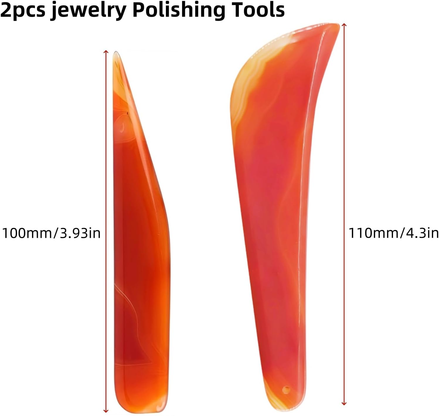 2PCS Polishing Agate Knife Polishing Burnishing Tool, Agate Knife Burnisher Hand Polishing Burnisher Grinding Scraping Tool for Gold Sliver Jewelry Making Carving