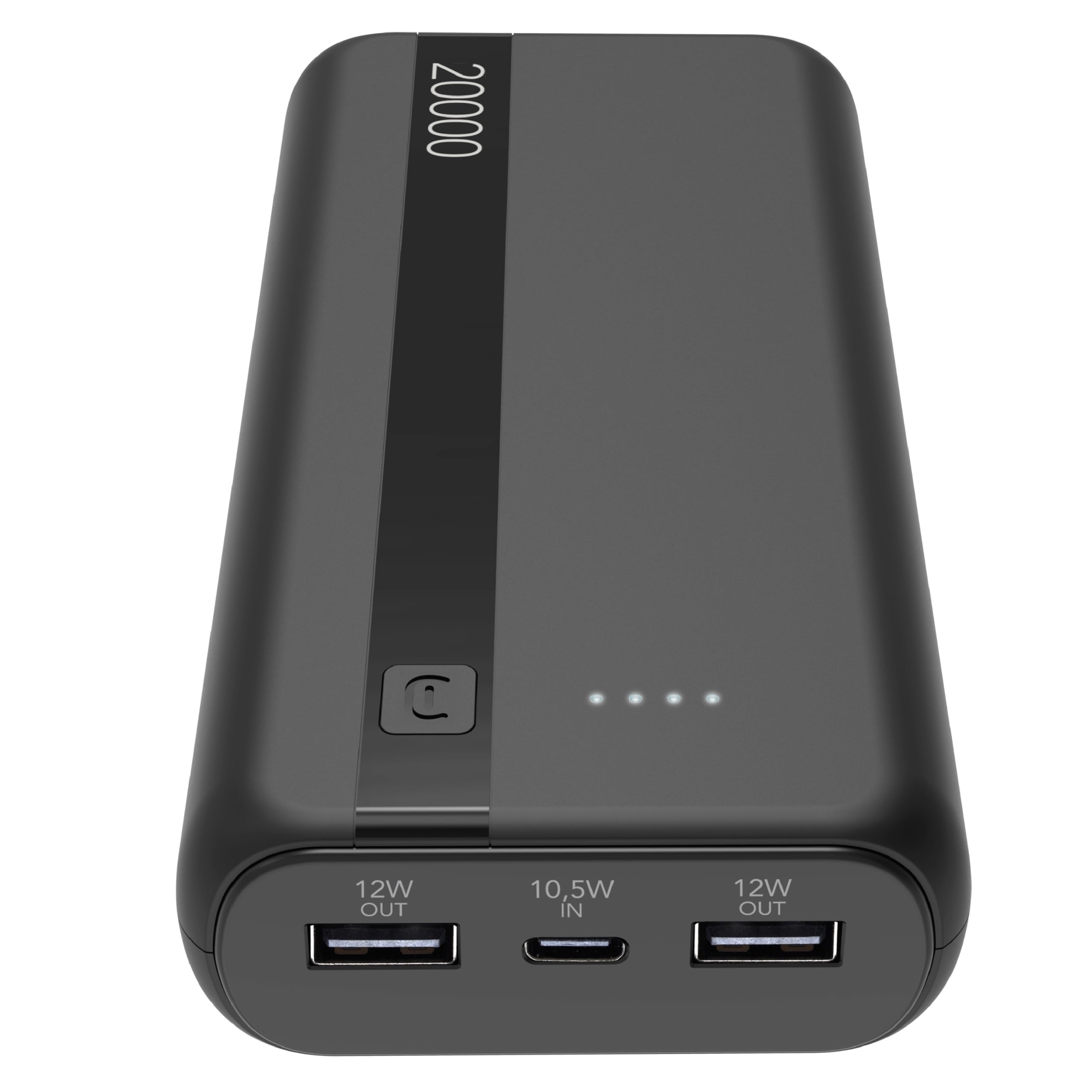 Cellularline - Power Bank 20000 - Capacità: 20000mAh - Input: 1xUSB-C 10.5W - Output: 1xUSB 12W - Celle: Li-ion Battery - LED luminosi indicano carica residua - Nero