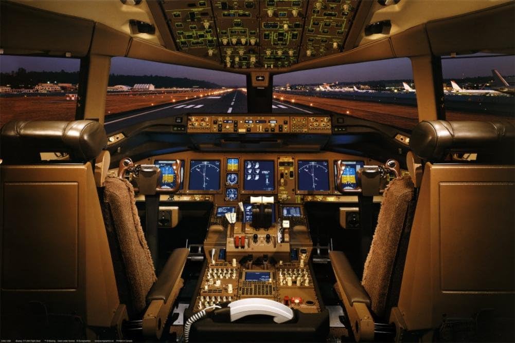 Boeing 777-200 Flight Deck Poster 36 x 24in