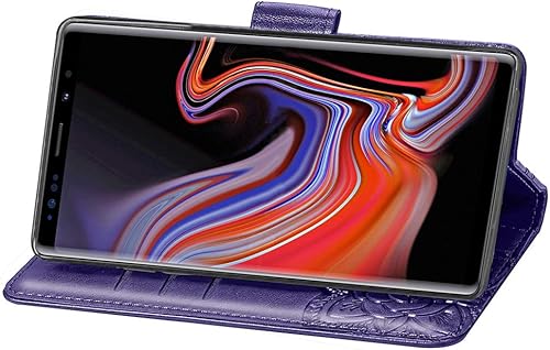 Miniatura 5 de Funda para Samsung Galaxy Note 9 con diseño de mariposas y diamantes en relieve, de piel sintética, ranuras magnéticas para tarjetas con soporte