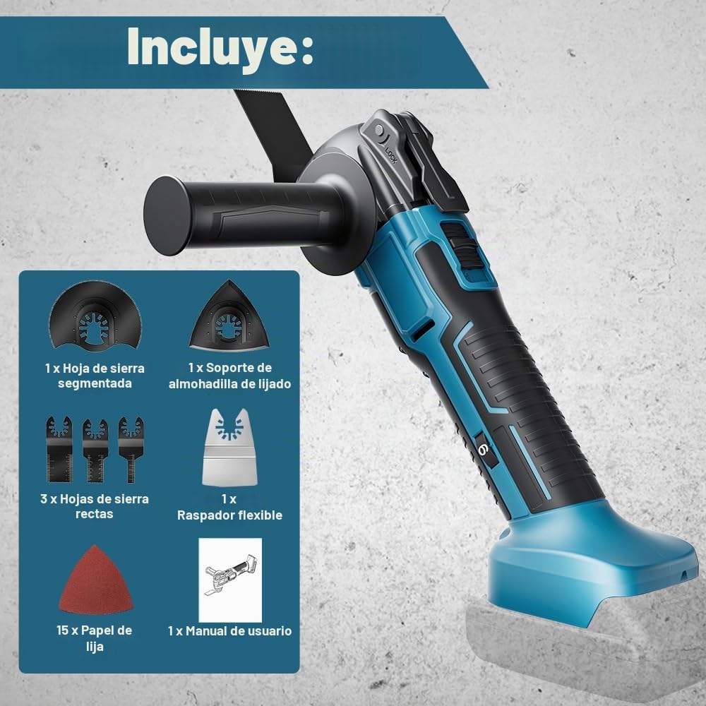 Herramienta Multifunción para Makita 18V (Sin batería), Multiherramienta Oscilante Inalámbrica 6 Velocidades Ajustables Sierra Oscilante, Multitool para Quitar, Raspar, Cortar