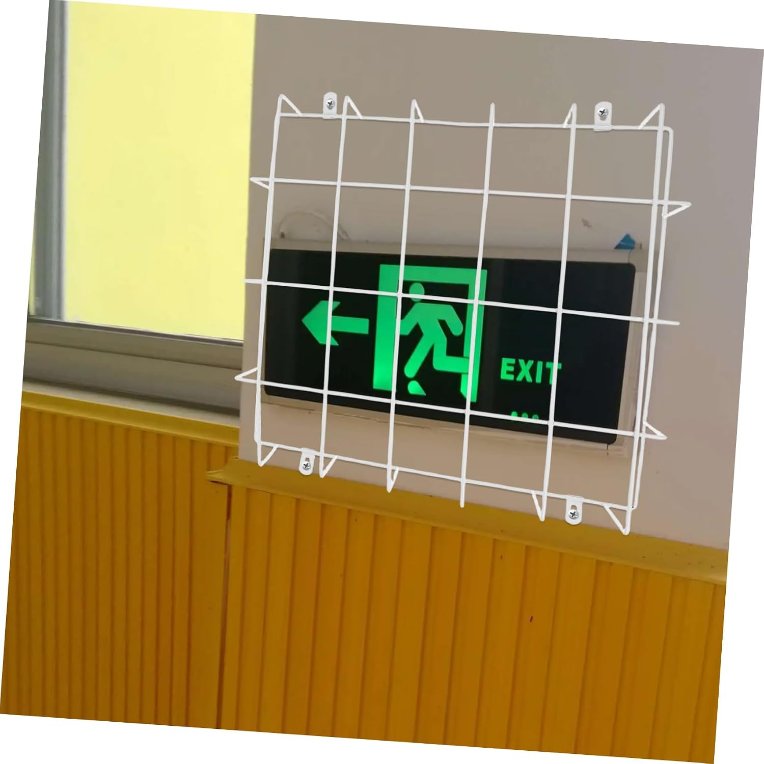 Durable Emergency Light Protective Shield Wire Guard for Exit Signs Wall Mounted Safety Cage Impact Resistant for Commercial and Public Spaces