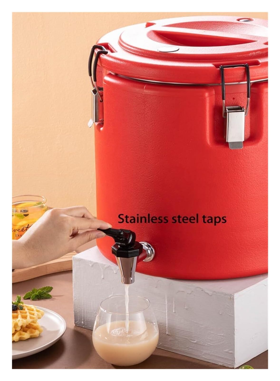 Termo para Agua Caliente 20L 30L 40L 50L, Dispensador Aislado de Acero Inoxidable con Grifo, para Café, Bebidas y Sopa, Gran Capacidad para Restaurantes, Bares, Catering y Oficina