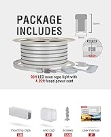 Vista 7 de Shine Decor tira de luces LED de neón AC 120V, extensible y cortable 120LEDsM de iluminación brillante, ETL resistente al frío y IP65 impermeable