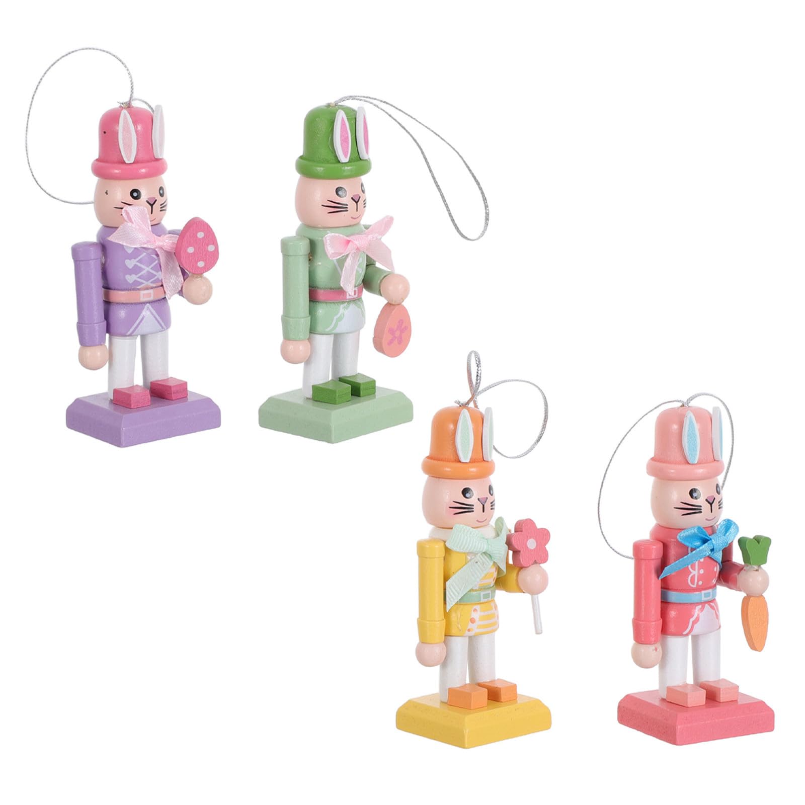 minkissy 20 Pezzi Statuina Schiaccianoci Coniglio Pasquale in Legno per