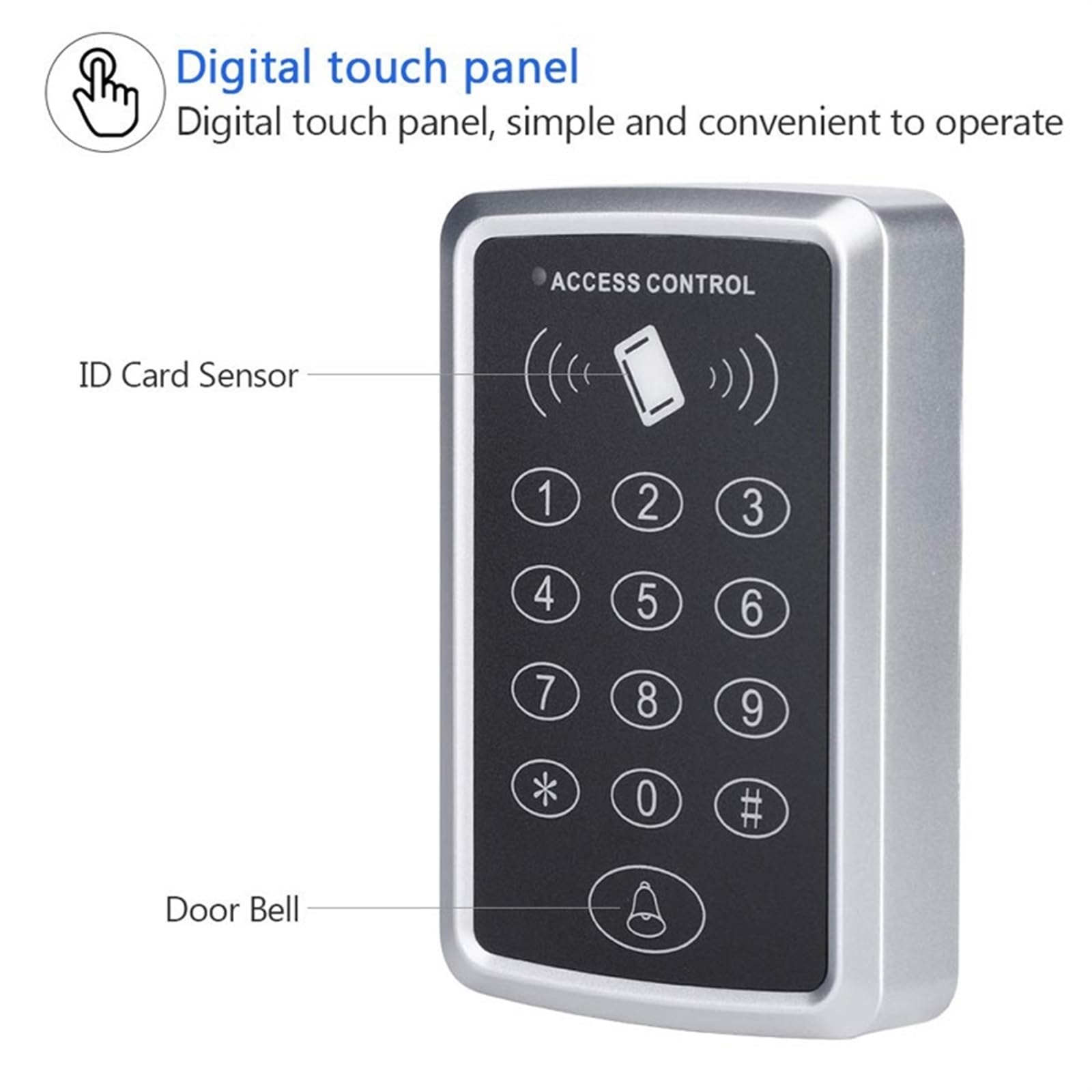 Controlador de Acceso, Teclado de Control de acceso RFID resistente al agua, 125KHz, cubierta impermeable for exteriores, lector de tarjetas EM, 10 Uds., llaveros for de Control de acceso de puerta(Ac