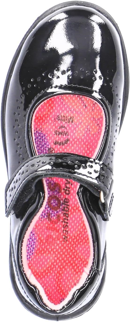 RICOSTA Lillia Mary Jane School Shoe Black Patent Leather Riptape Straps Removable Insoles